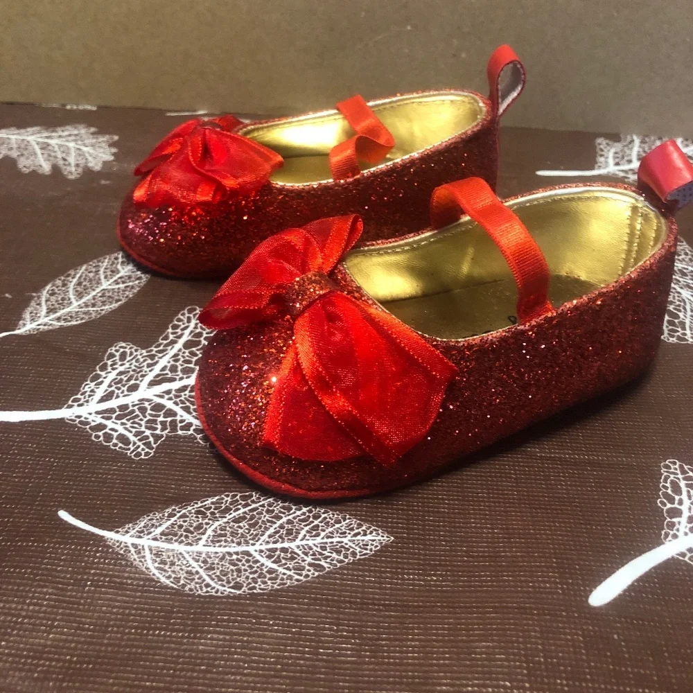 Rising Star infant red Glitter Soft shoe Size 6-9M NWOT